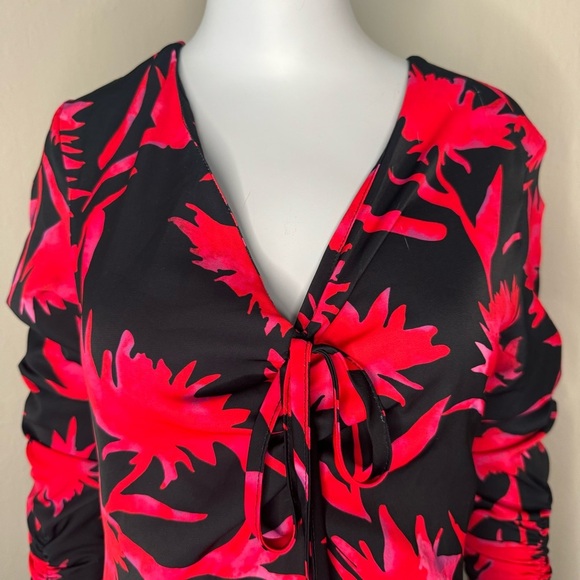 ARTIGLI Bold Floral Print Mini Dress Silky Polyester Made In Italy Size 40 (4) - Picture 4 of 16